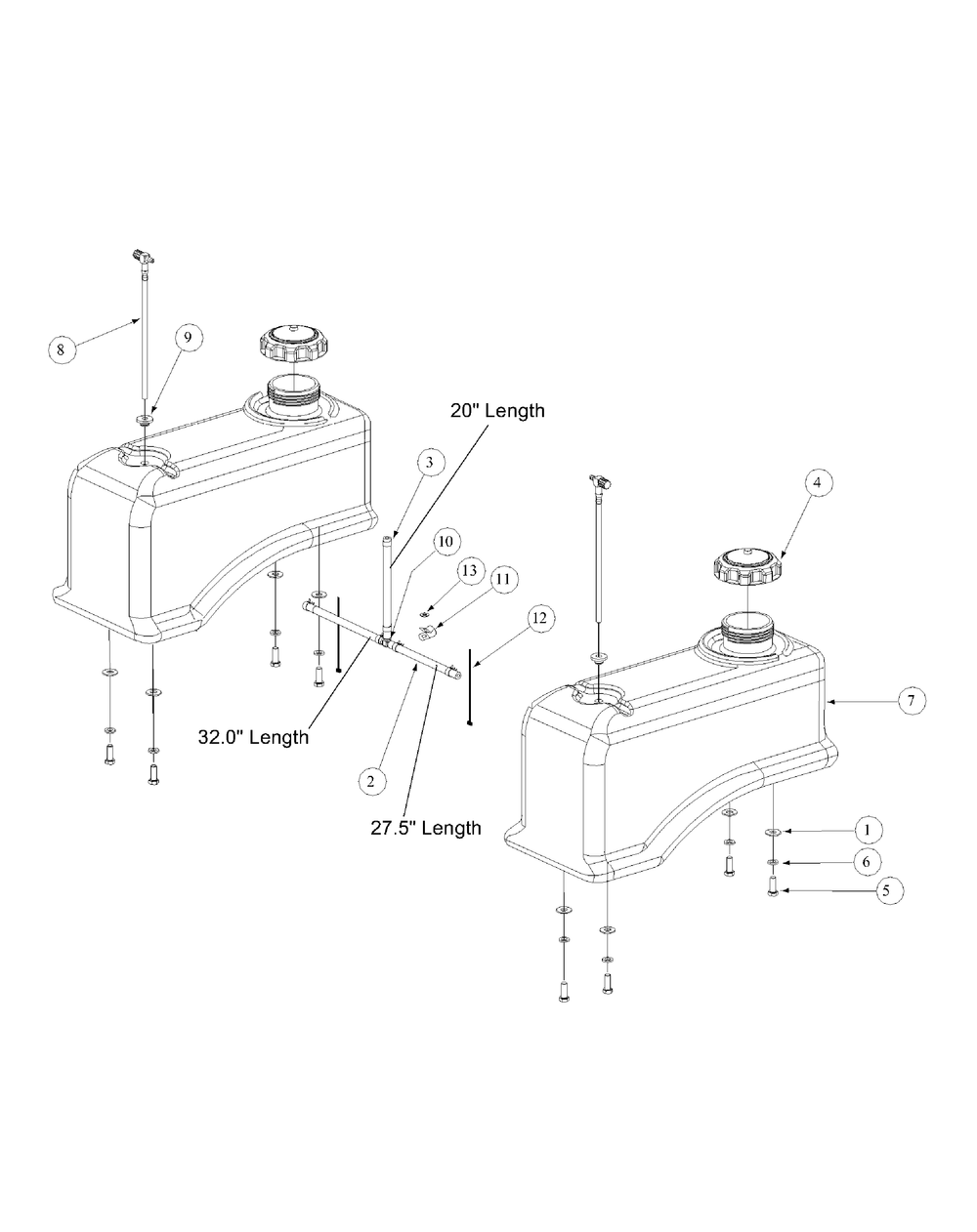 Fuel Tank Assembly Diagram and Parts List for M72-GN (53AB5FEZ750-28-HP)(2004) Cub Cadet Lawn Tractor